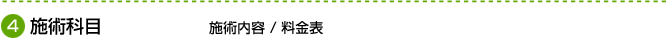 施術科目　施術内容 / 料金表